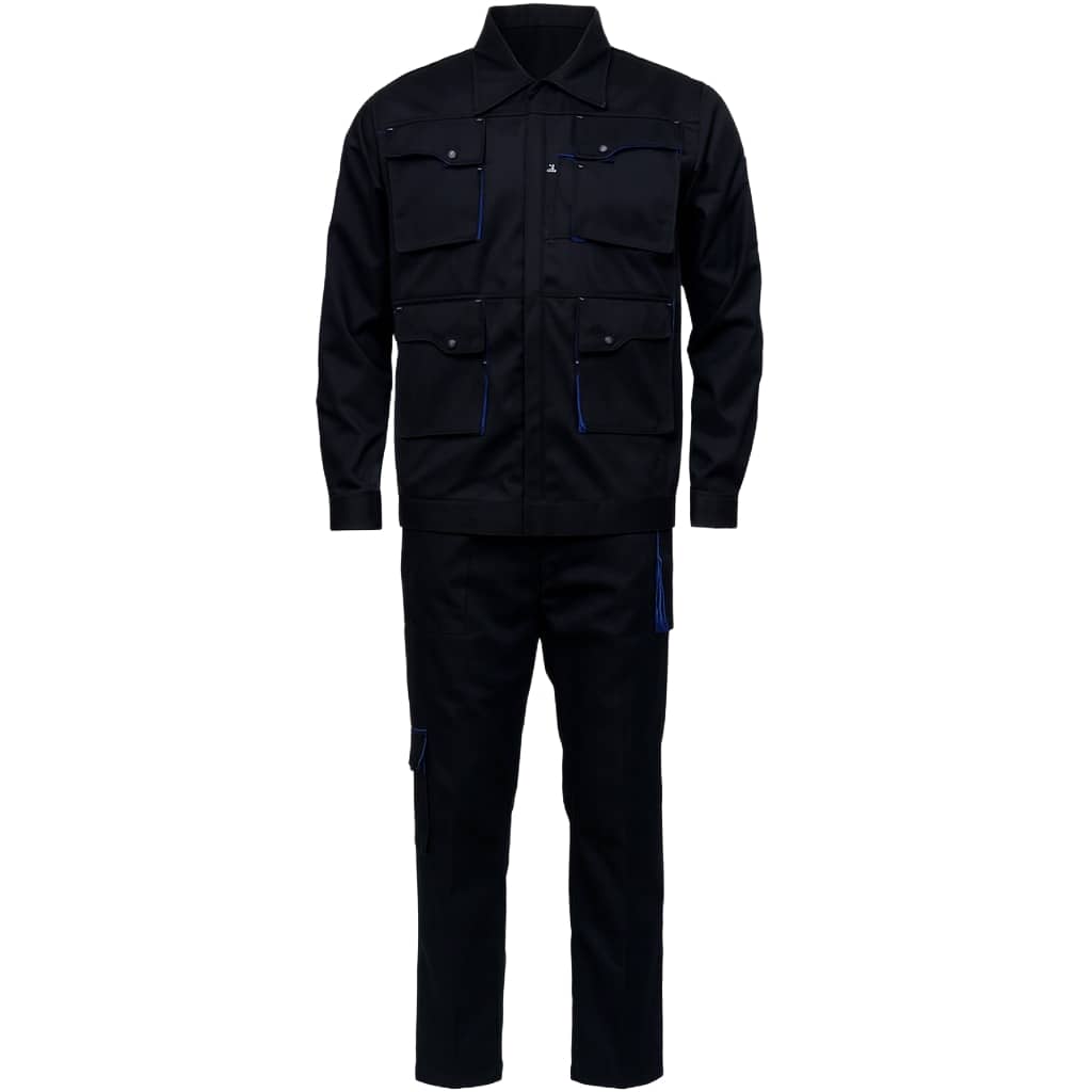 لباس کار ست ورک مشکی-آبی شالی