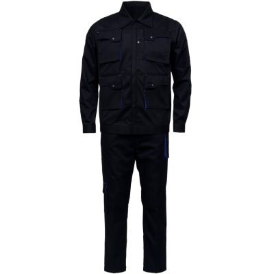 لباس کار ست ورک مشکی-آبی شالی